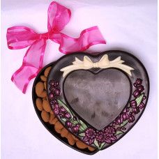 Heart Shape Chocolate Box.  Edge of lid with bow and floral design